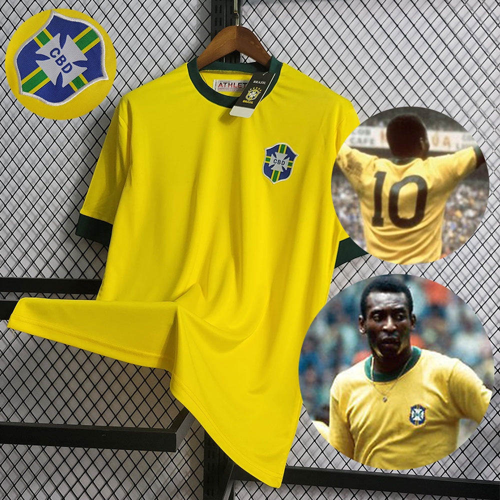 Camisa Brasil Retrô Anos 70 Rei Pelé + Brinde Exclusivo