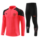 Conjunto Puma Manchester City 23/24 Zíper Curto- Vermelho E Preto