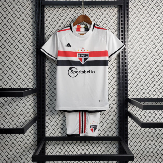 Kit Infantil Nova Camisa São Paulo Adidas + Shorts - 2023/2024 [FRETE GRÁTIS]