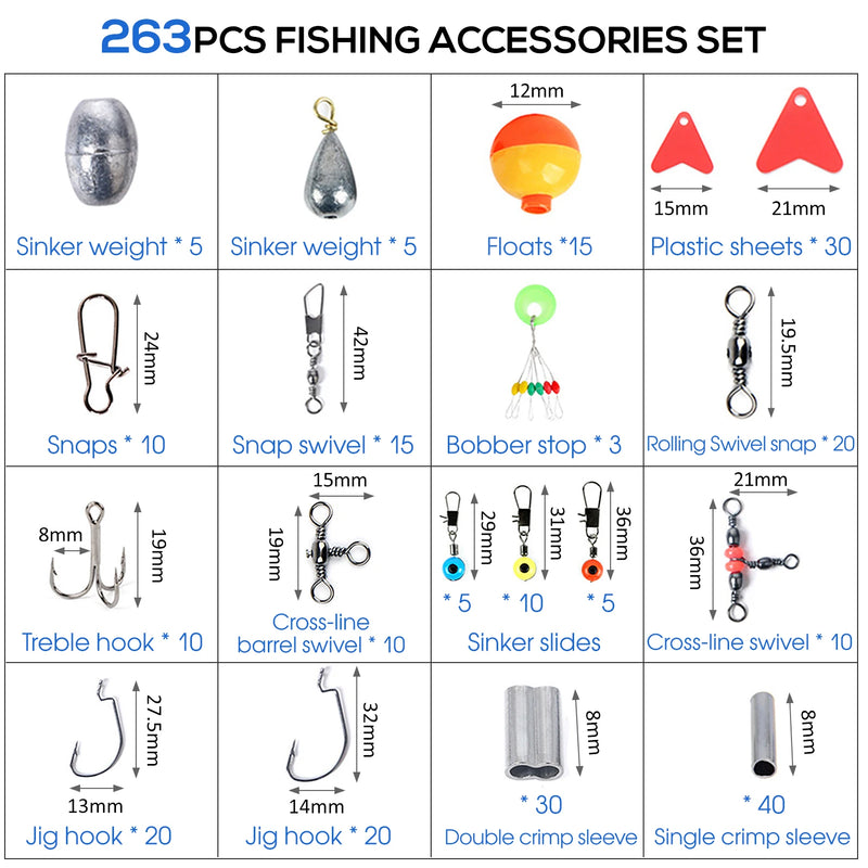 Kit 263 peças/acessórios para Pesca + Caixa [FRETE GRÁTIS]