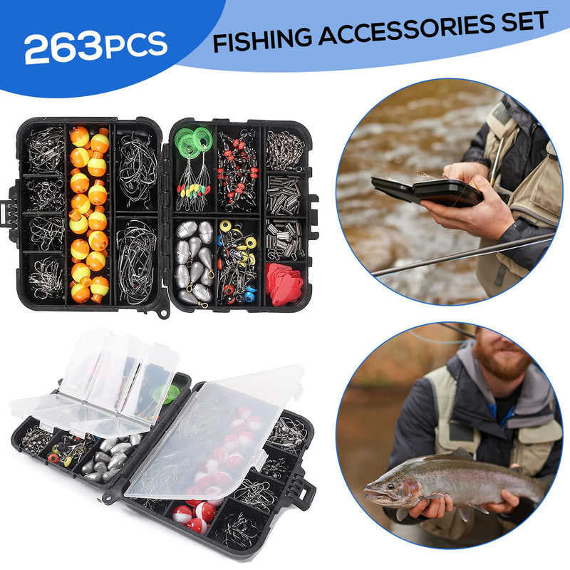 Kit 263 peças/acessórios para Pesca + Caixa [FRETE GRÁTIS]