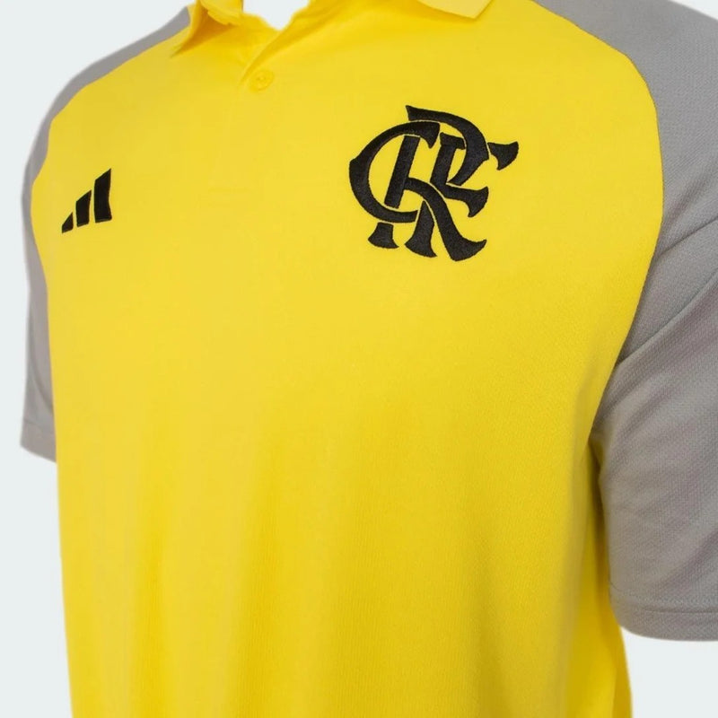 Camisa Flamengo Adidas Treino 2024-25 Amarela Polo [FRETE GRÁTIS]