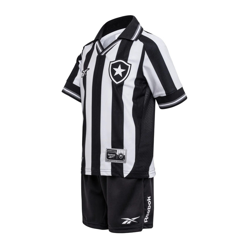 Novo Kit Infantil Camisa + Shorts Botafogo I 2025/26 - Preto e Branco