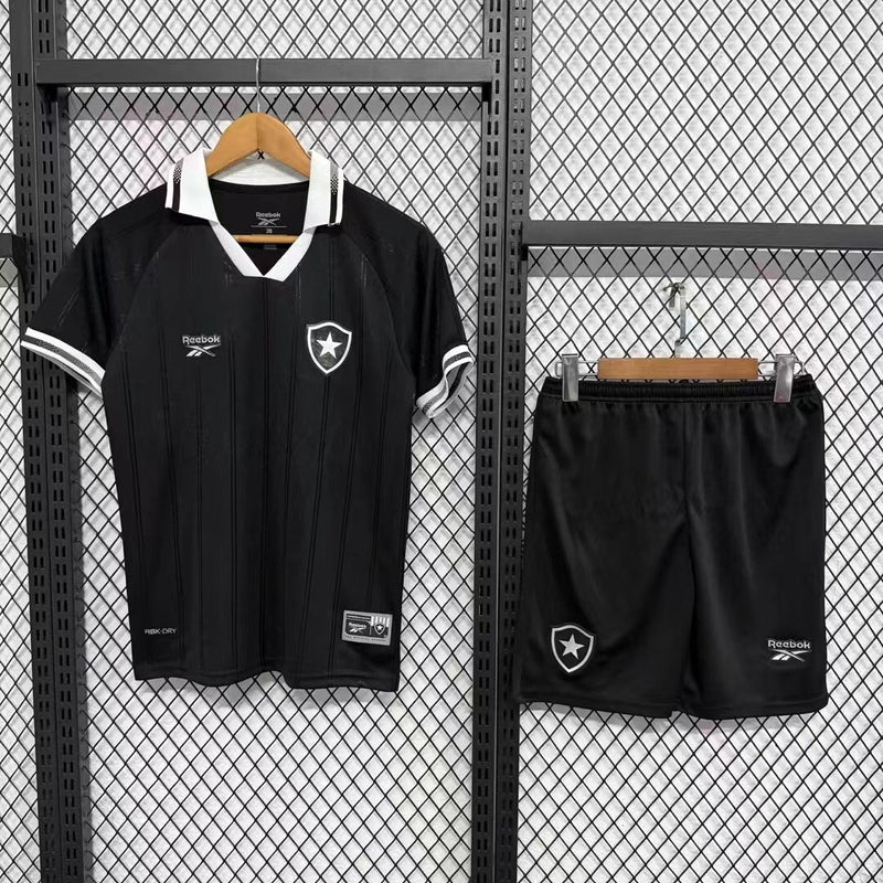 Novo Kit Infantil Camisa + Shorts Botafogo II 2025/26 - Preto