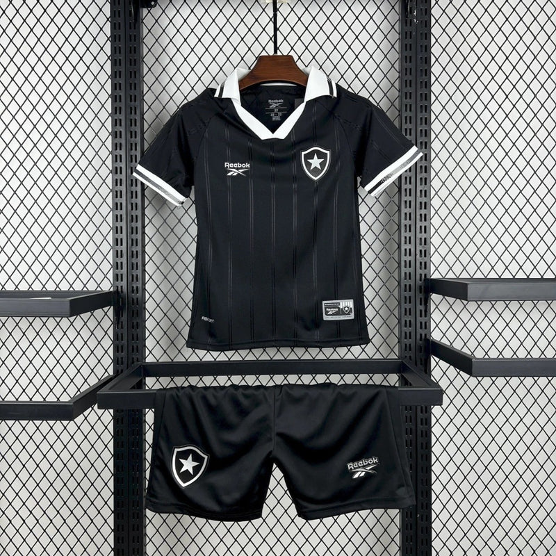 Novo Kit Infantil Camisa + Shorts Botafogo II 2025/26 - Preto