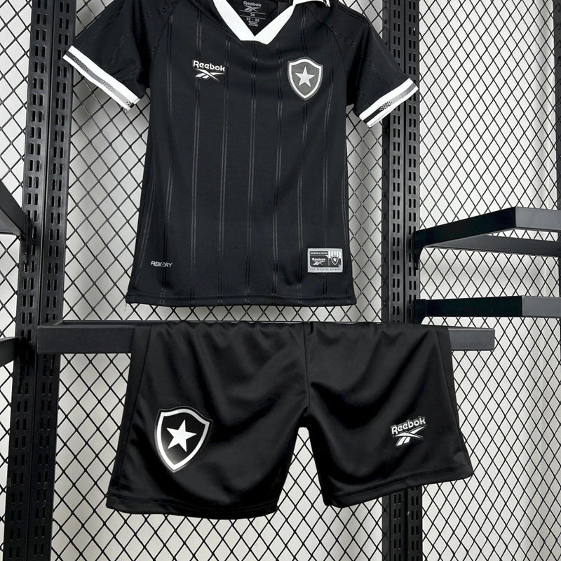 Novo Kit Infantil Camisa + Shorts Botafogo II 2025/26 - Preto