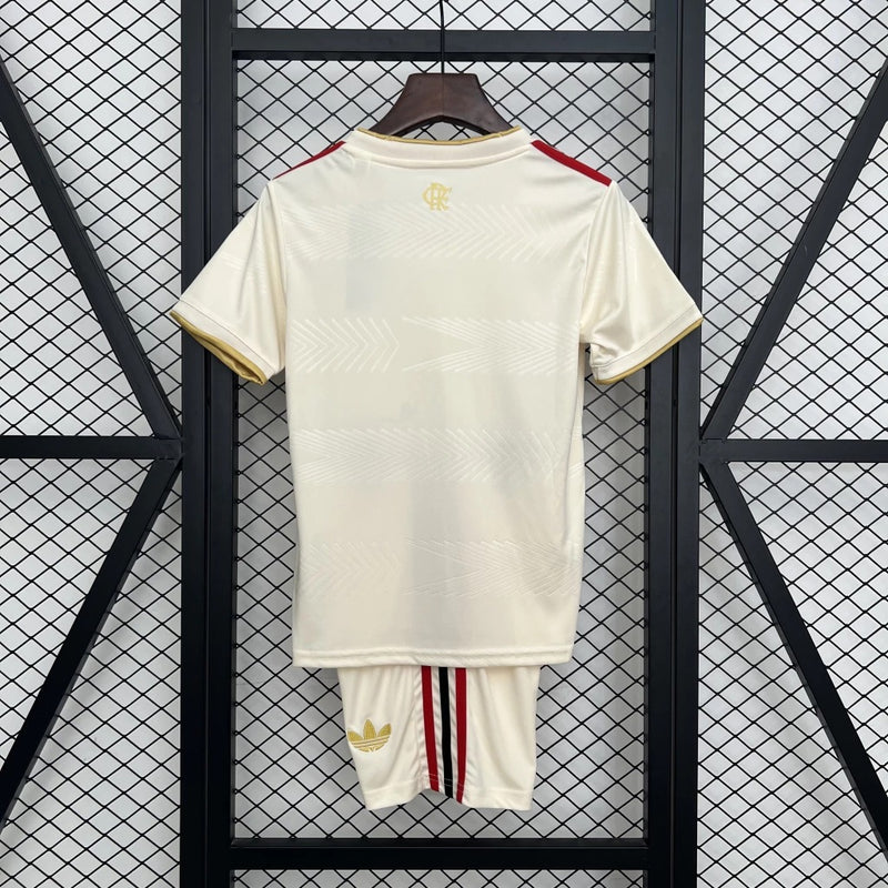 Novo Kit Infantil Flamengo Bege III Adidas 2025/26 [FRETE GRÁTIS]