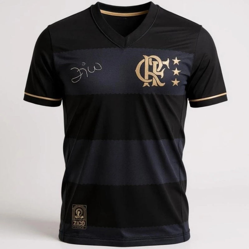 Camisa Retrô Flamengo Zico Preta Masculina [FRETE GRÁTIS]