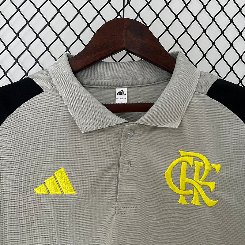 Camisa Flamengo Adidas Treino 2024-25 Cinza Polo [FRETE GRÁTIS]