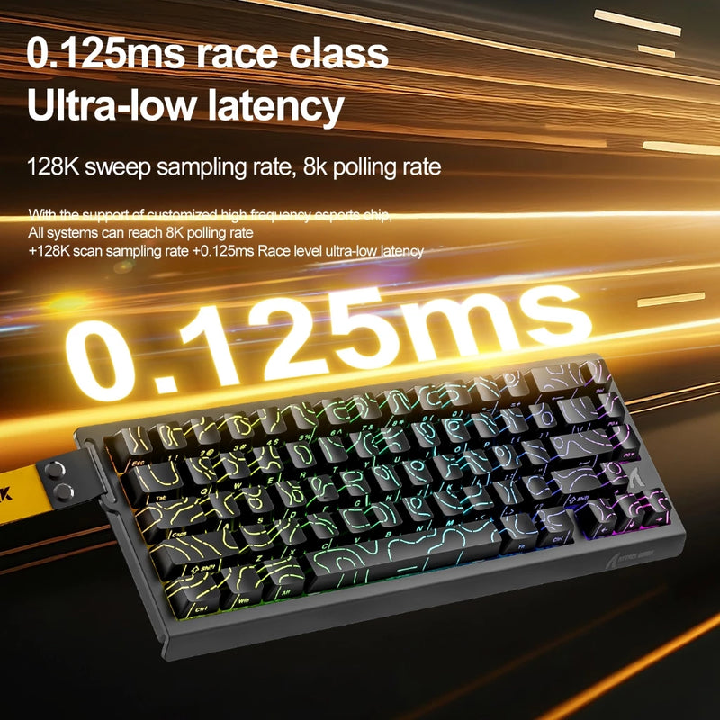 Teclado BRANCO Mecânico Attack Shark X68HE Interruptor Magnético Com Fio De Baixa Latência Polling RGB