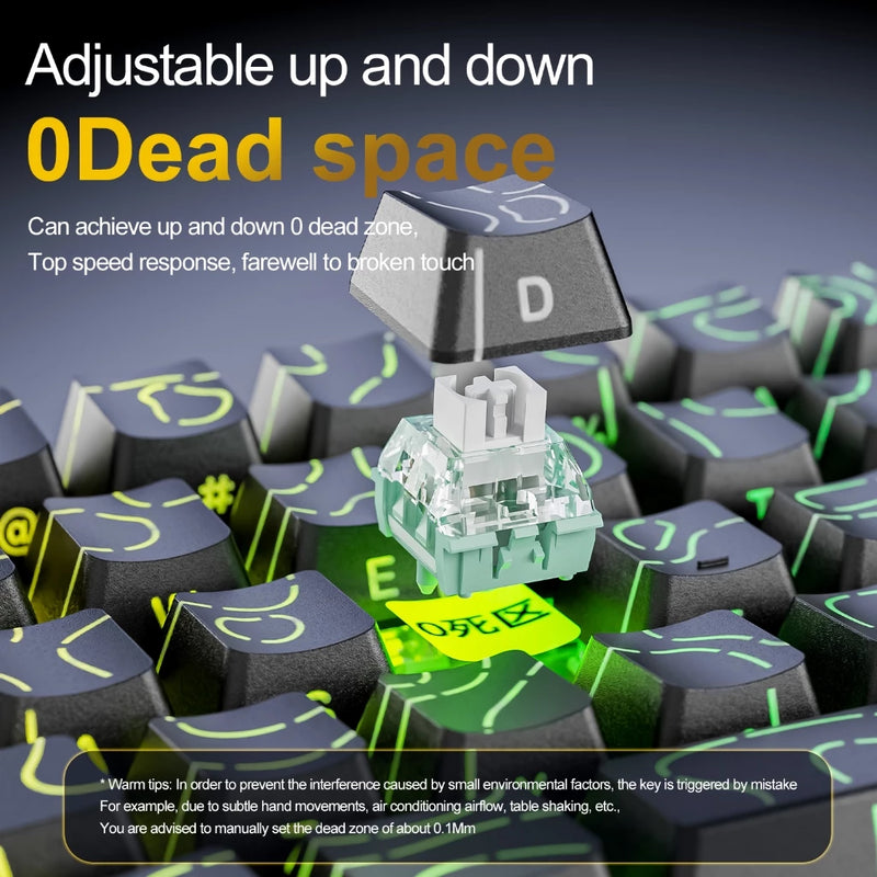 Teclado BRANCO Mecânico Attack Shark X68HE Interruptor Magnético Com Fio De Baixa Latência Polling RGB