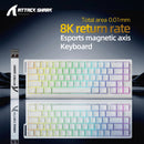 Teclado BRANCO Mecânico Attack Shark X68HE Interruptor Magnético Com Fio De Baixa Latência Polling RGB
