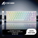 Teclado BRANCO Mecânico Attack Shark X68HE Interruptor Magnético Com Fio De Baixa Latência Polling RGB