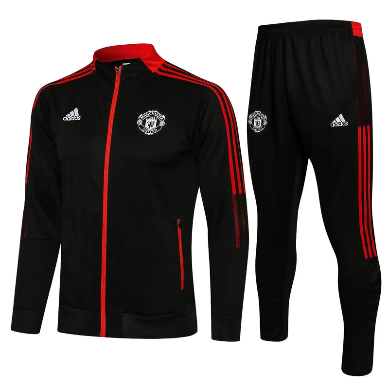 Conjunto Manchester United Adidas 2022/23 Zíper Longo Masculino Preto