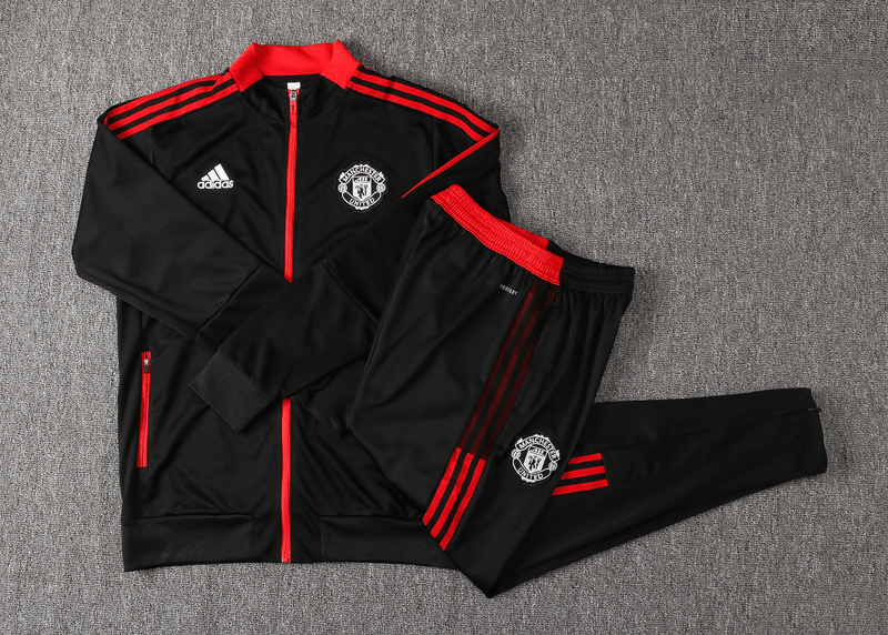 Conjunto Manchester United Adidas 2022/23 Zíper Longo Masculino Preto