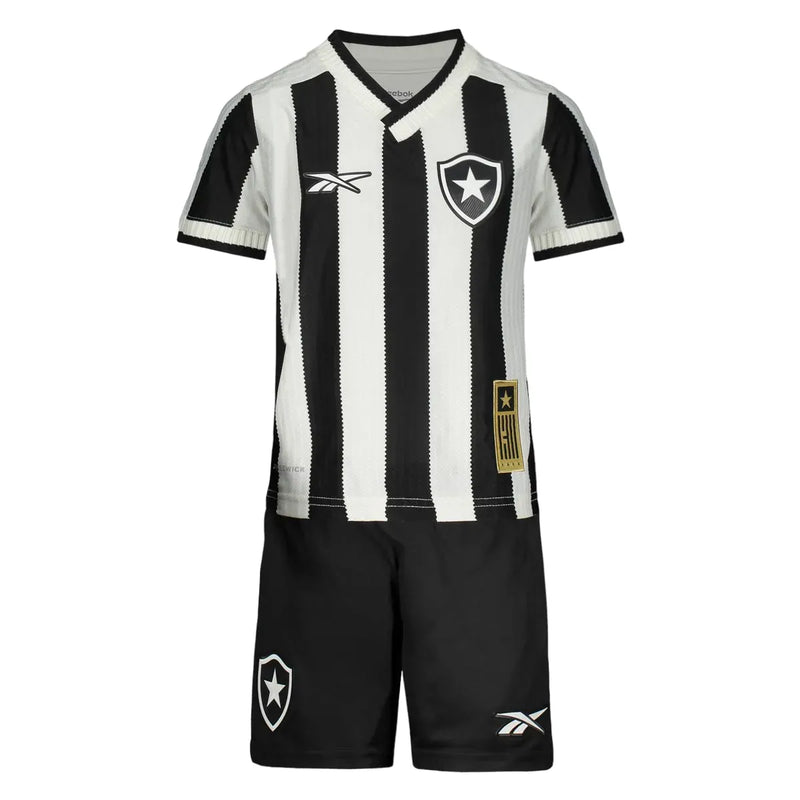 Novo Kit Infantil Camisa + Shorts Botafogo I 24/25 - Preto e Branco