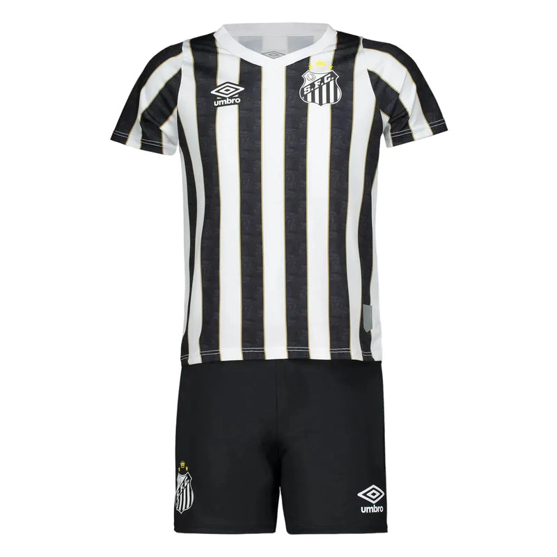 Conjunto Infantil Santos II 24/25 - Branco e Preto [FRETE GRÁTIS]