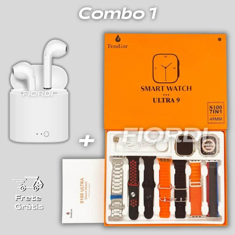 Combo: Serie 9 Ultra + Fone Air Pro 3 [7 Pulseiras + Case]