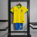 Kit Infantil Nova Camisa + Shorts Nike do Brasil - Nova Camisa da Seleção Brasileira Copa QATAR 2022