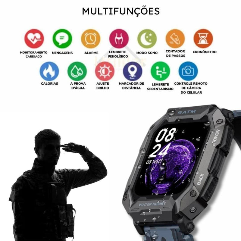 Smartwatch Militar - Navy Pro™ [2ª Pulseira de Brinde]