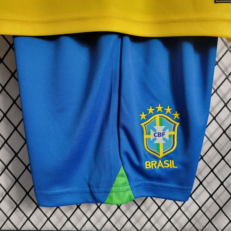 Kit Infantil Nova Camisa + Shorts Nike do Brasil - Nova Camisa da Seleção Brasileira Copa QATAR 2022