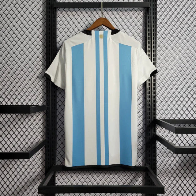 Camisa Adidas da Argentina - 3 Estrelas - Seleção Argentina Campeã QATAR 2022