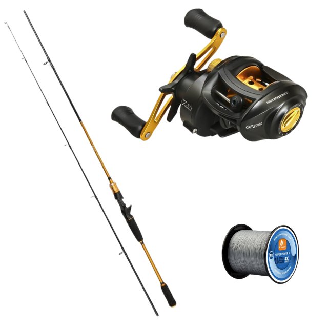 [COMBO GOLD 3 EM 1] - Carretilha Ghotda GF2000 + Vara Ghotda MS-x 1.8m + Linha Mult 300m/0.30mm