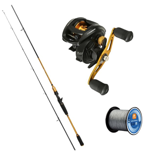 [COMBO GOLD 3 EM 1] - Carretilha Ghotda GF2000 + Vara Ghotda MS-x 1.8m + Linha Mult 300m/0.30mm